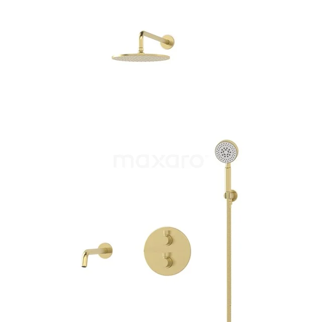 Radius Einbau Badewannenarmatur mit Regendusche | Hellgold | Thermostatisch DIL55-00076 Radius Einbau Badewannenarmatur mit Regendusche | Hellgold | Thermostatisch DIL55-00076