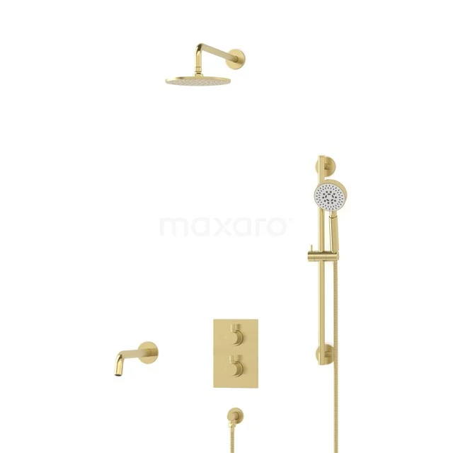 Radius Einbau Badewannenarmatur mit Regendusche | Hellgold | Thermostatisch DIL55-00085 Radius Einbau Badewannenarmatur mit Regendusche | Hellgold | Thermostatisch DIL55-00085