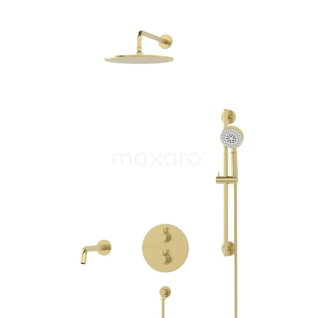 Radius Einbau Badewannenarmatur mit Regendusche | Hellgold | Thermostatisch DIL55-00090