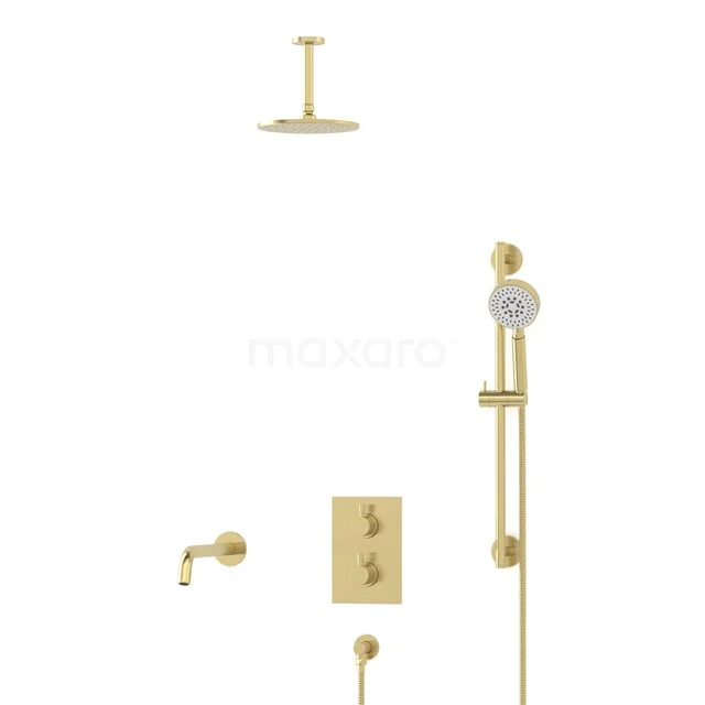 Radius Built-in Bath tap with rain shower | Light gold | Thermostatic DIL55-00091