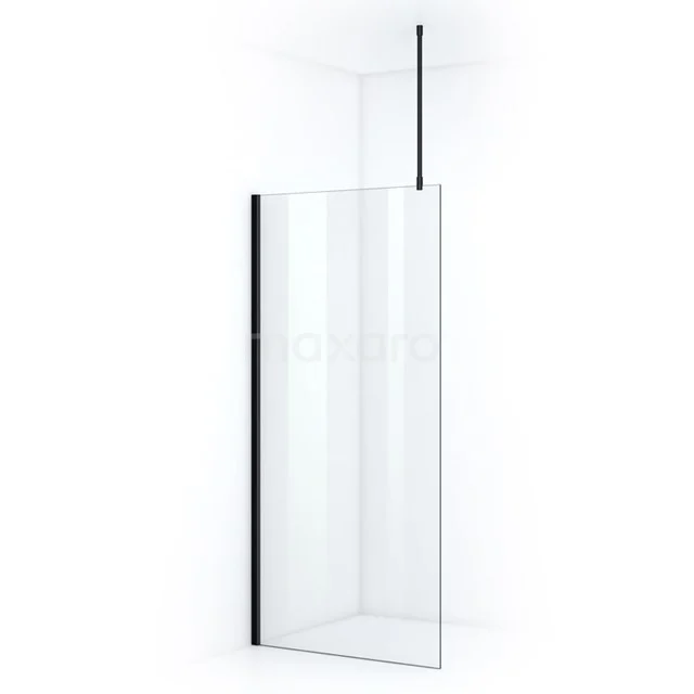Pearl begehbare Dusche | 100 cm Matt Schwarz Feste Wand IPA10700MN Strakke Gläserne Duschwand mit Schwarz Profil, minimalistisches Design und stabile Befestigung, ideal für moderne Bäder.