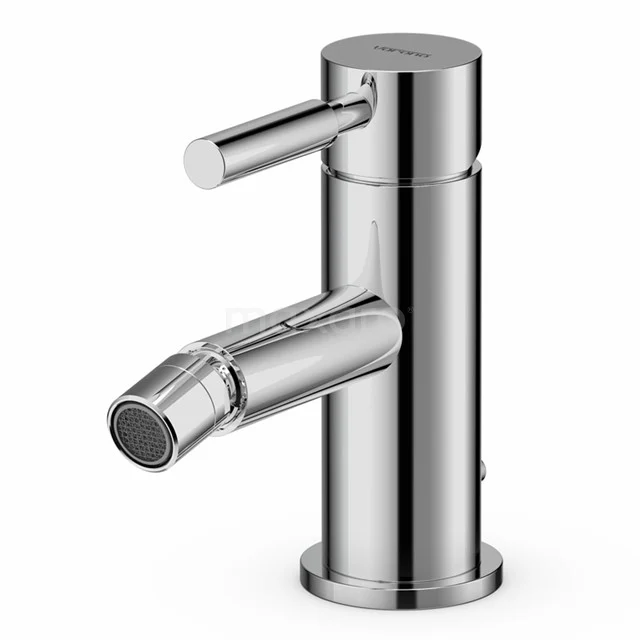 Moderne verchromte Bidetarmatur mit einem zylindrischen Design, geeignet für stilvolle Badezimmereinrichtungen.