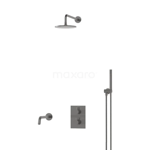 Radius Einbau Badewannenarmatur mit Regendusche | Schwarzes Metall Thermostatisch DIM55-00001 Radius Einbau Badewannenarmatur mit Regendusche | Schwarzes Metall Thermostatisch DIM55-00001
