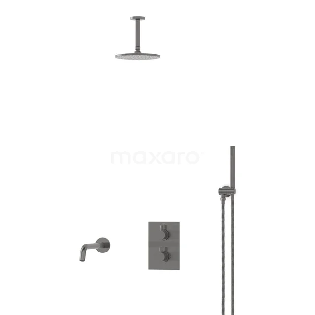 Radius Built-in Bath tap with rain shower | Black metal Thermostatic DIM55-00007