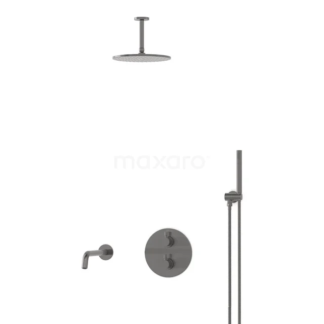 Radius Built-in Bath tap with rain shower | Black metal Thermostatic DIM55-00010