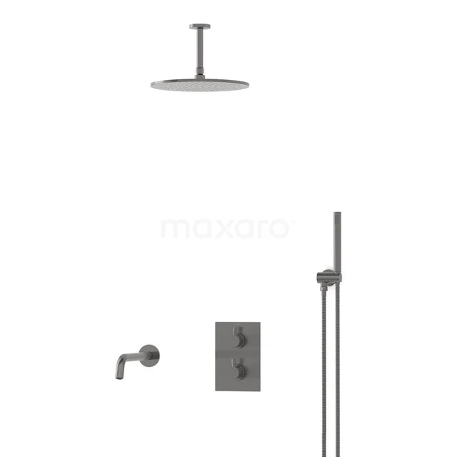 Radius Built-in Bath tap with rain shower | Black metal Thermostatic DIM55-00011