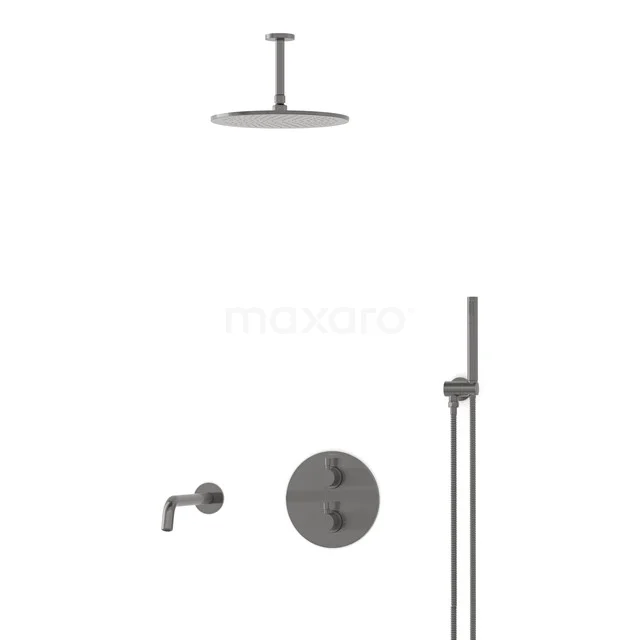 Radius Built-in Bath tap with rain shower | Black metal Thermostatic DIM55-00012
