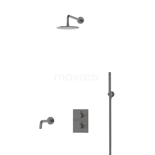 Radius Einbau Badewannenarmatur mit Regendusche | Schwarzes Metall Thermostatisch DIM55-00013 Radius Einbau Badewannenarmatur mit Regendusche | Schwarzes Metall Thermostatisch DIM55-00013