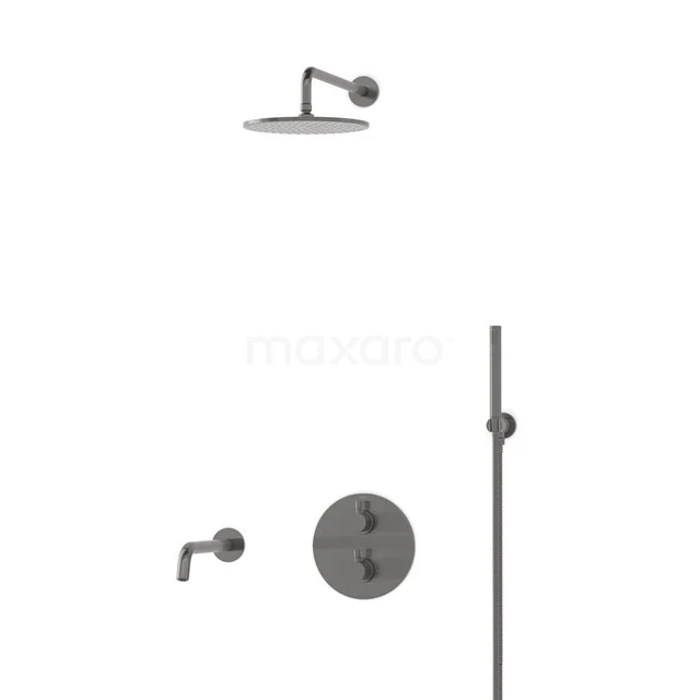 Radius Built-in Bath tap with rain shower | Black metal Thermostatic DIM55-00016