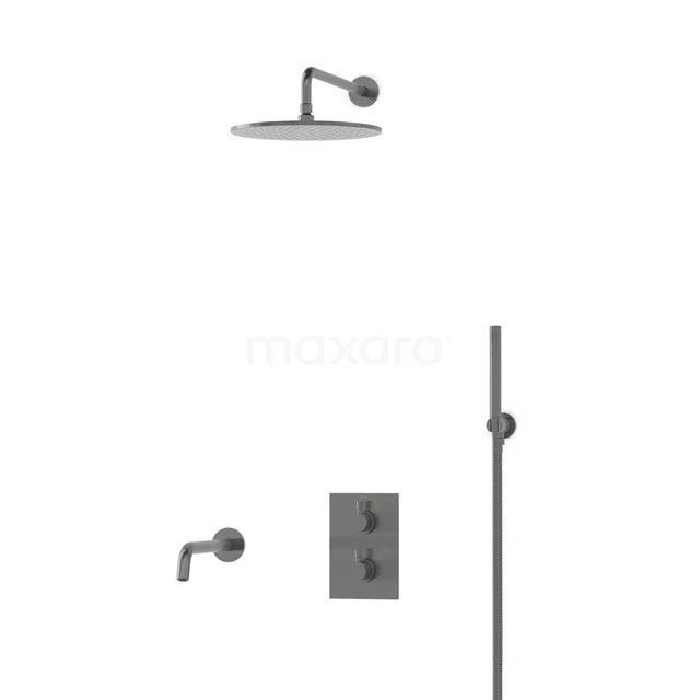 Radius Einbau Badewannenarmatur mit Regendusche | Schwarzes Metall Thermostatisch DIM55-00017 Radius Einbau Badewannenarmatur mit Regendusche | Schwarzes Metall Thermostatisch DIM55-00017