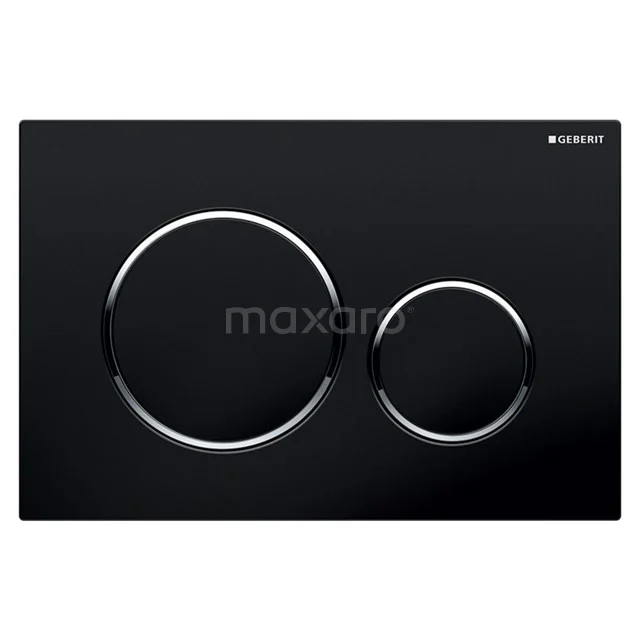 Geberit Bedienfeld WC | Sigma 20 Schwarz glänzend 911013550 Schwarze WC-Betätigungsplatte mit runden Drucktasten, glänzendes Glasdesign, ideal für einen modernen Badezimmer-Stil.