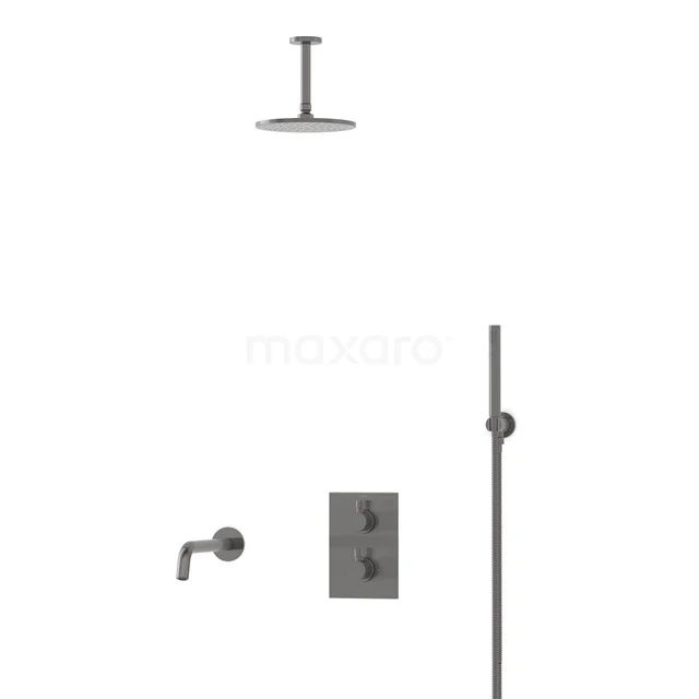 Radius Built-in Bath tap with rain shower | Black metal Thermostatic DIM55-00019