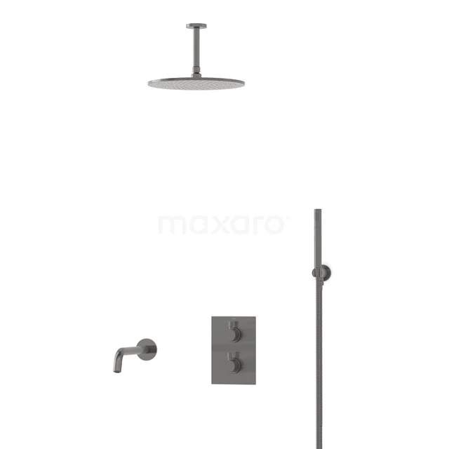 Radius Built-in Bath tap with rain shower | Black metal Thermostatic DIM55-00023