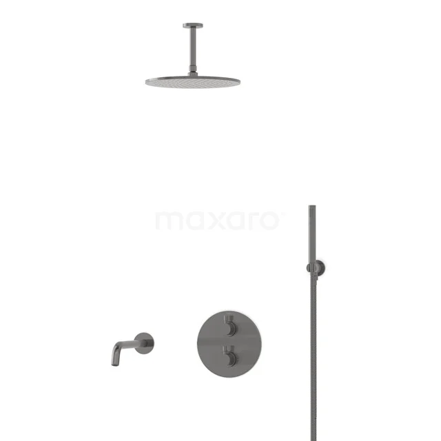 Radius Built-in Bath tap with rain shower | Black metal Thermostatic DIM55-00024