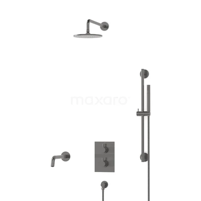 Radius Inbouw Badkraan met regendouche | Zwart metaal Thermostatisch DIM55-00025