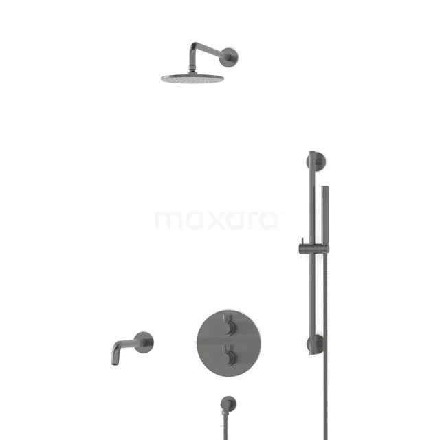 Radius Inbouw Badkraan met regendouche | Zwart metaal Thermostatisch DIM55-00026