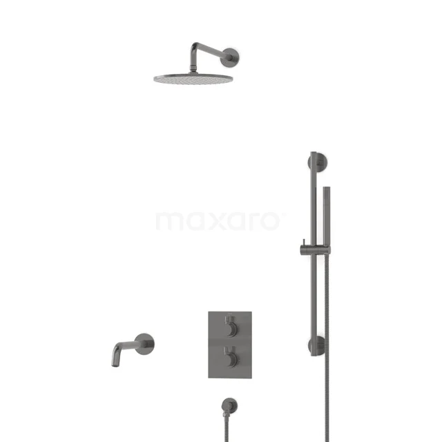 Radius Inbouw Badkraan met regendouche | Zwart metaal Thermostatisch DIM55-00027