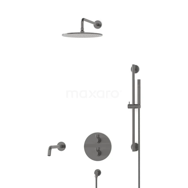 Radius Inbouw Badkraan met regendouche | Zwart metaal Thermostatisch DIM55-00030