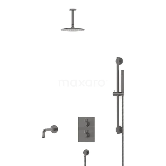 Radius Inbouw Badkraan met regendouche | Zwart metaal Thermostatisch DIM55-00031