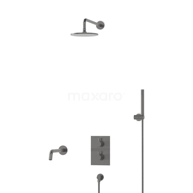 Radius Inbouw Badkraan met regendouche | Zwart metaal Thermostatisch DIM55-00037