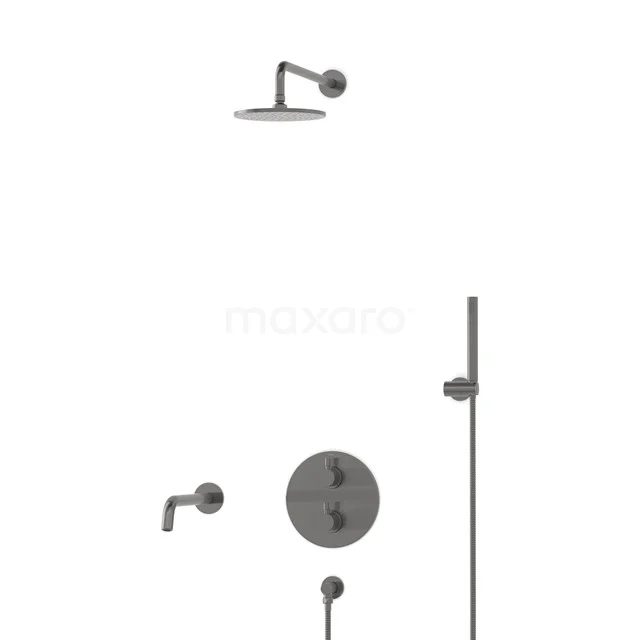 Radius Inbouw Badkraan met regendouche | Zwart metaal Thermostatisch DIM55-00038