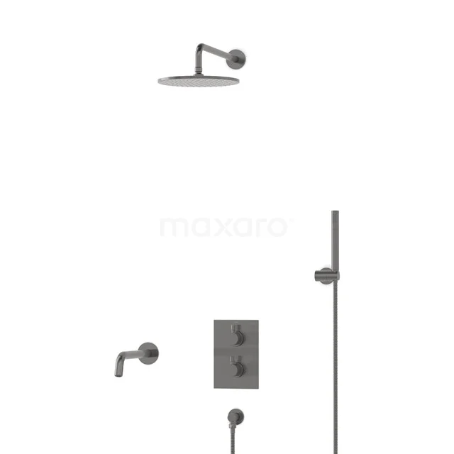 Radius Inbouw Badkraan met regendouche | Zwart metaal Thermostatisch DIM55-00039