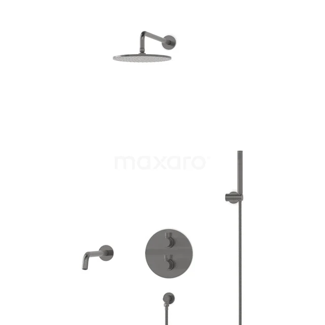 Radius Built-in Bath tap with rain shower | Black metal Thermostatic DIM55-00040