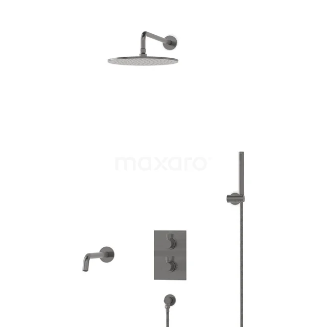 Radius Inbouw Badkraan met regendouche | Zwart metaal Thermostatisch DIM55-00041