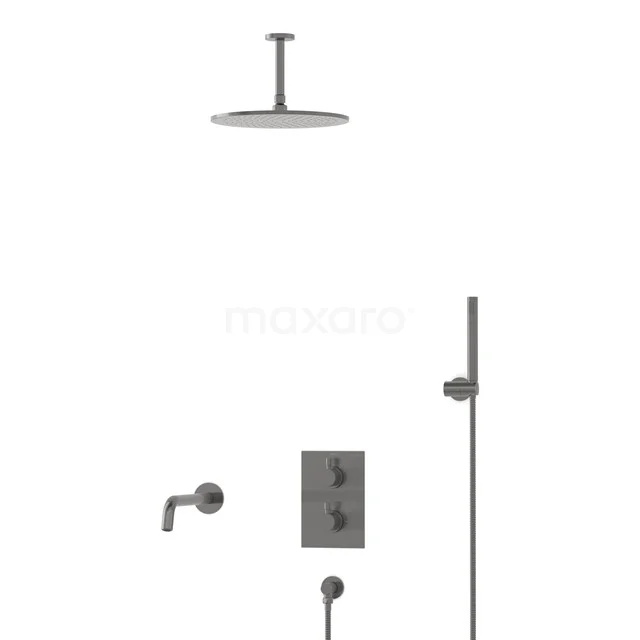 Radius Inbouw Badkraan met regendouche | Zwart metaal Thermostatisch DIM55-00047