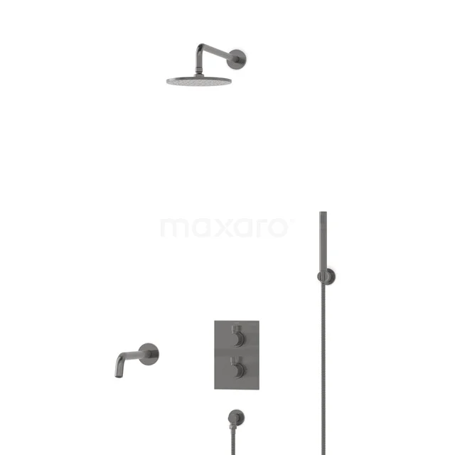 Radius Inbouw Badkraan met regendouche | Zwart metaal Thermostatisch DIM55-00049