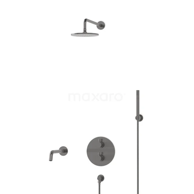 Radius Inbouw Badkraan met regendouche | Zwart metaal Thermostatisch DIM55-00050