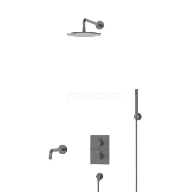 Radius Inbouw Badkraan met regendouche | Zwart metaal Thermostatisch DIM55-00051