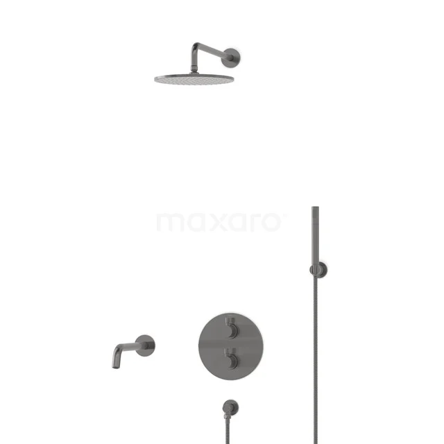 Radius Built-in Bath tap with rain shower | Black metal Thermostatic DIM55-00052