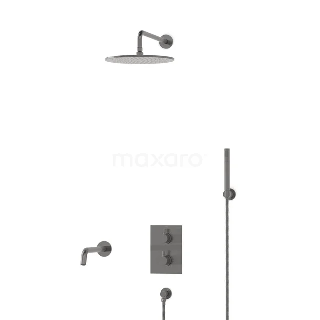 Radius Inbouw Badkraan met regendouche | Zwart metaal Thermostatisch DIM55-00053