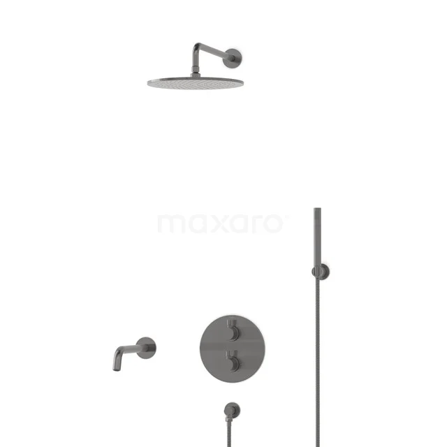 Radius Inbouw Badkraan met regendouche | Zwart metaal Thermostatisch DIM55-00054