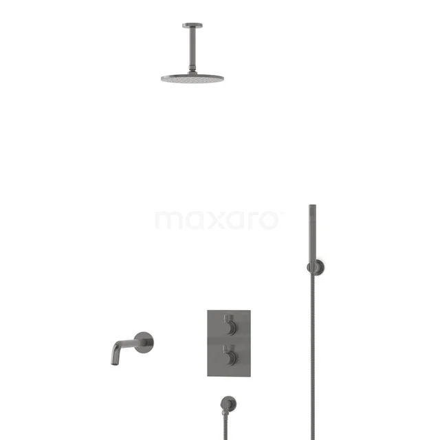 Radius Inbouw Badkraan met regendouche | Zwart metaal Thermostatisch DIM55-00055