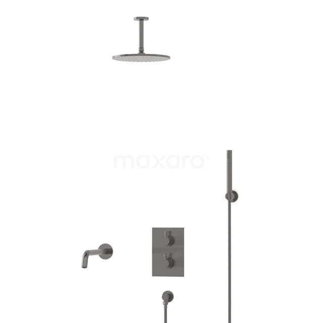 Radius Inbouw Badkraan met regendouche | Zwart metaal Thermostatisch DIM55-00057