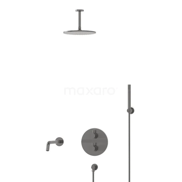 Radius Inbouw Badkraan met regendouche | Zwart metaal Thermostatisch DIM55-00058