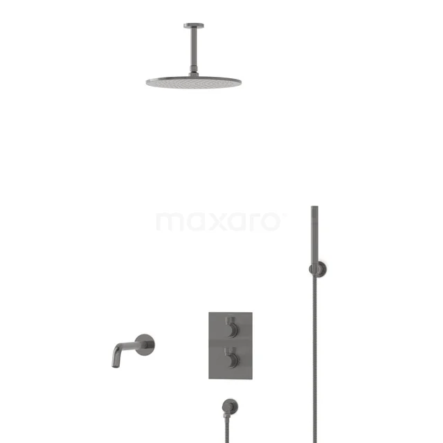 Radius Inbouw Badkraan met regendouche | Zwart metaal Thermostatisch DIM55-00059