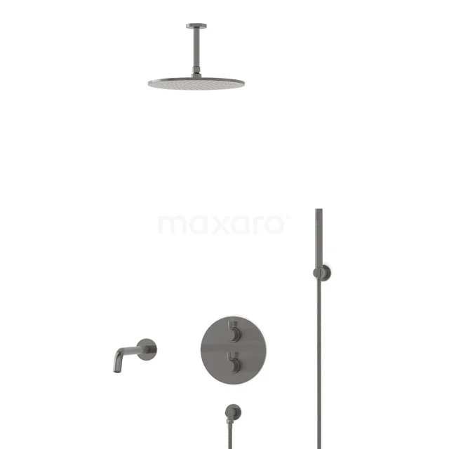 Radius Inbouw Badkraan met regendouche | Zwart metaal Thermostatisch DIM55-00060