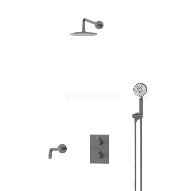 Radius Einbau Badewannenarmatur mit Regendusche | Schwarzes Metall Thermostatisch DIM55-00061 Radius Einbau Badewannenarmatur mit Regendusche | Schwarzes Metall Thermostatisch DIM55-00061