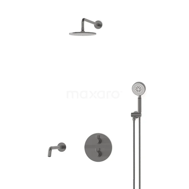 Radius Built-in Bath tap with rain shower | Black metal Thermostatic DIM55-00062
