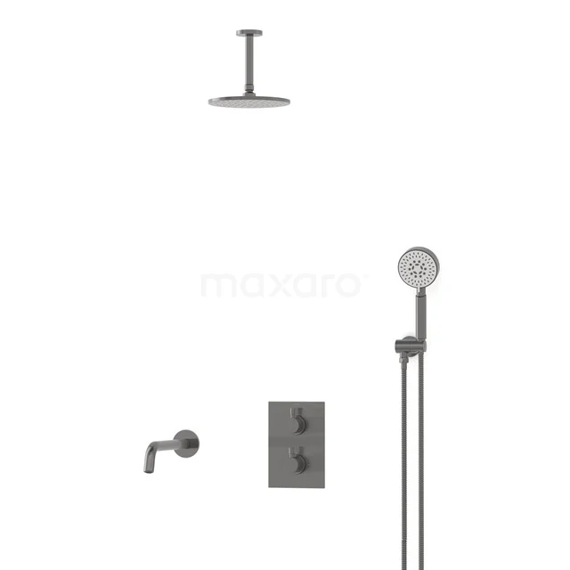 Radius Built-in Bath tap with rain shower | Black metal Thermostatic DIM55-00067