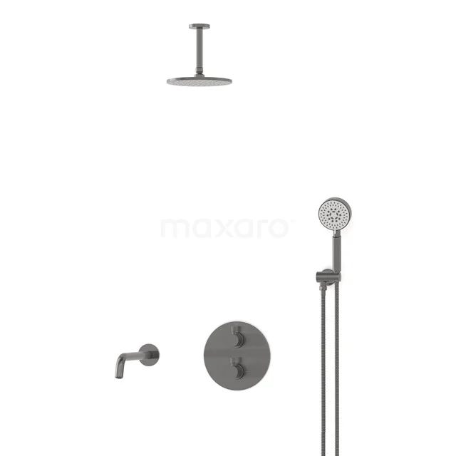 Radius Built-in Bath tap with rain shower | Black metal Thermostatic DIM55-00068