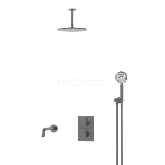 Radius Einbau Badewannenarmatur mit Regendusche | Schwarzes Metall Thermostatisch DIM55-00069 Radius Einbau Badewannenarmatur mit Regendusche | Schwarzes Metall Thermostatisch DIM55-00069