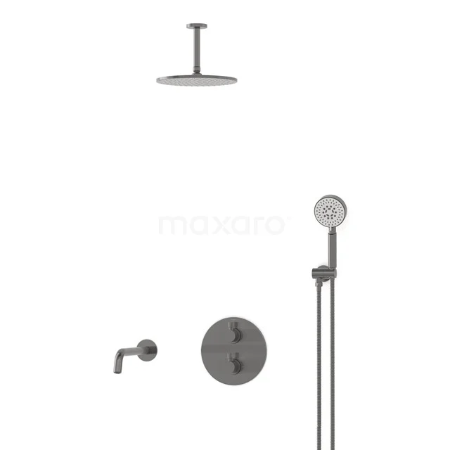 Radius Built-in Bath tap with rain shower | Black metal Thermostatic DIM55-00070