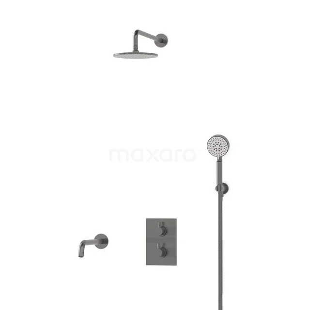 Radius Einbau Badewannenarmatur mit Regendusche | Schwarzes Metall Thermostatisch DIM55-00073 Radius Einbau Badewannenarmatur mit Regendusche | Schwarzes Metall Thermostatisch DIM55-00073
