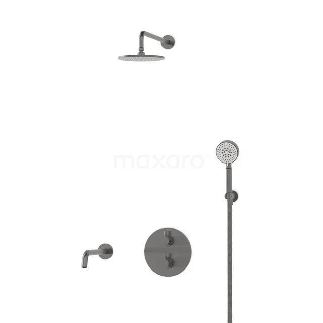 Radius Einbau Badewannenarmatur mit Regendusche | Schwarzes Metall Thermostatisch DIM55-00074 Radius Einbau Badewannenarmatur mit Regendusche | Schwarzes Metall Thermostatisch DIM55-00074