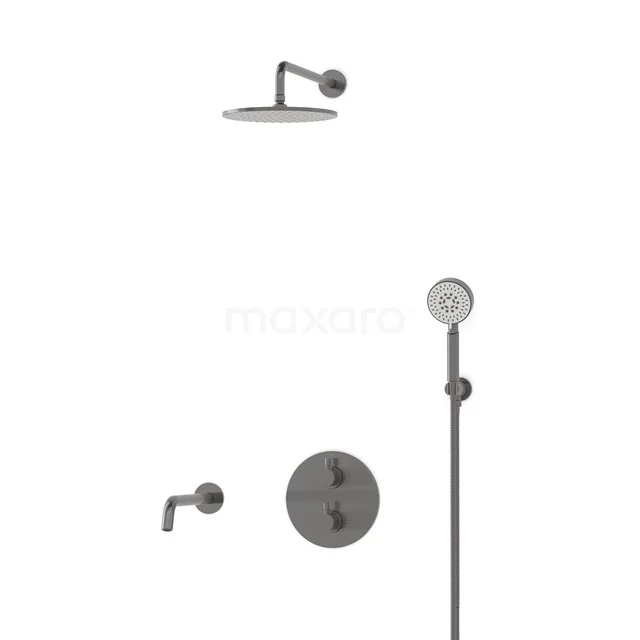 Radius Built-in Bath tap with rain shower | Black metal Thermostatic DIM55-00076