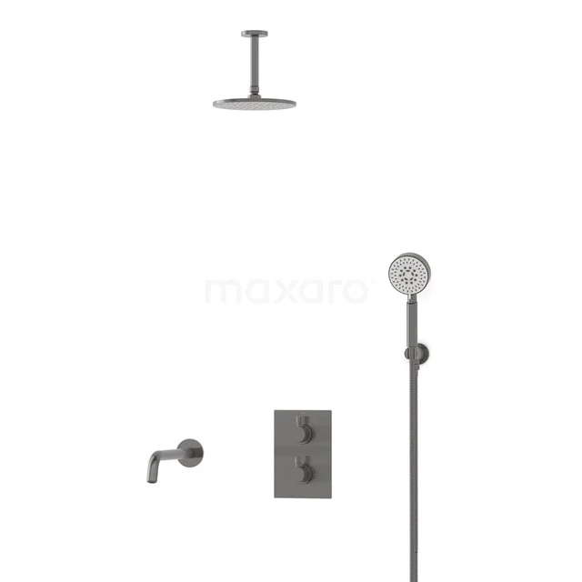 Radius Built-in Bath tap with rain shower | Black metal Thermostatic DIM55-00079